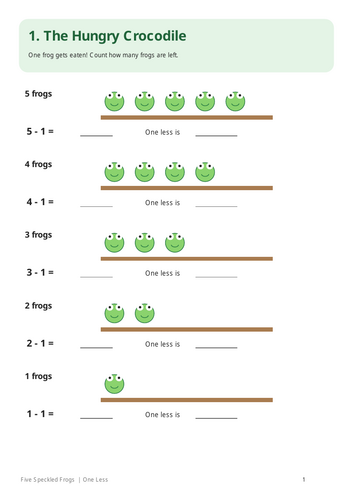 one less numbers 1-5