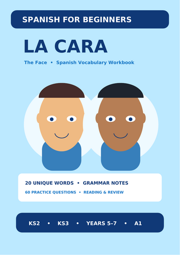 La Cara – Spanish Face Vocabulary & Grammar Workbook | KS2 KS3 | Years 5–7 | A1 Beginners | 10 Pages