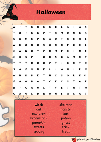 Halloween Themed Wordsearch