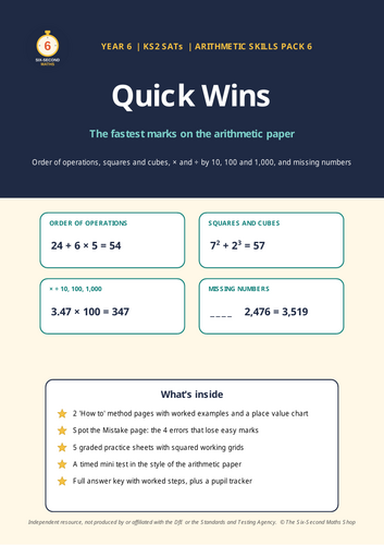 Year 6 SATs Arithmetic: Quick Wins (BIDMAS, Powers, Place Value)