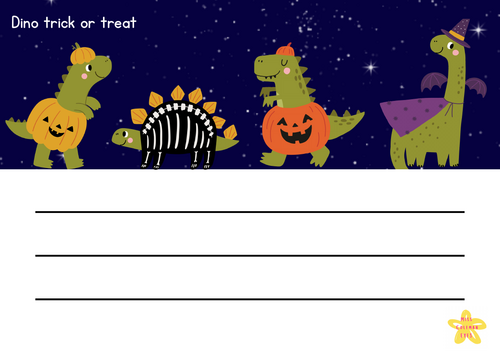 Dino trick or treat writing frame
