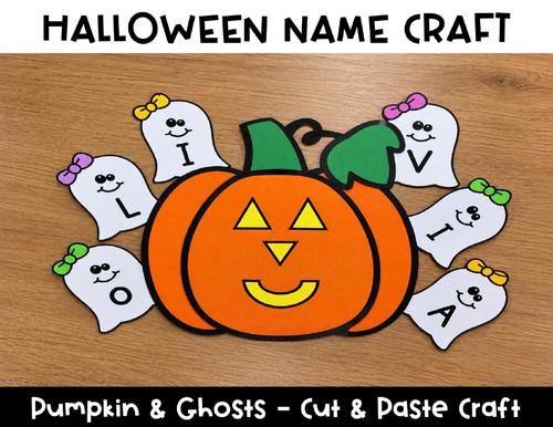 Halloween Name Craft | Pumpkin & Ghosts Cut and Paste Activity