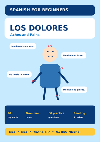 Los Dolores – Spanish Aches, Pains & Health Vocabulary Workbook | KS2 KS3 | Years 5–7 | A1 Beginners