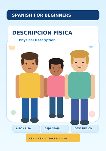 Descripción Física – Spanish Physical Appearance Vocabulary & Grammar Workbook | KS2 KS3 | Years 5–7