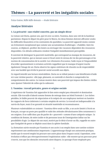 Kiffe kiffe demain – Faïza Guène – Themes: Poverty and Social Inequality