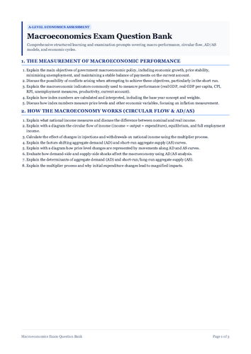 A-Level Economics Macro Exam Question Bank