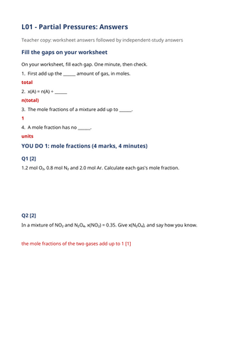 AQA A Level Kp: Partial Pressures Lesson
