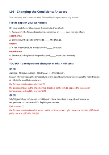 A Level Kp: Temperature, Pressure, Catalyst