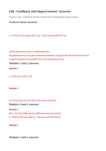 A Level Kp: Post-Test Feedback and Reteach