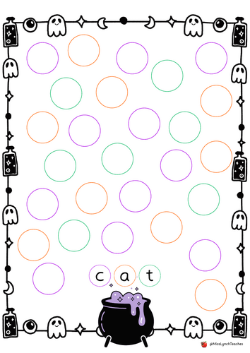 Halloween CVC word writing worksheets