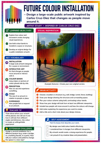 Carlos Cruz-Diez Inspired Future Colour Installation | Public Art & Colour Theory | KS3 Art Workshee