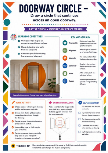 Felice Varini – Doorway Circle | Perspective, Geometry & Optical Illusion Art Worksheet | KS3