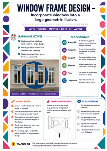Felice Varini – Window Frame Design | Perspective & Geometric Illusion Art Worksheet | KS3
