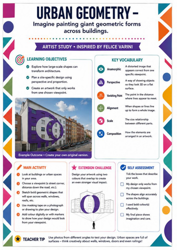 Felice Varini – Urban Geometry | Architecture, Perspective & Geometric Art Worksheet | KS3