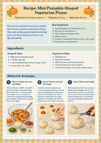 ASDAN Foodwise Recipe - Pumpkin Themed Pizzas