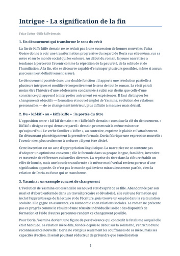 Kiffe kiffe demain – Faïza Guène – Plot: The Significance of the Ending