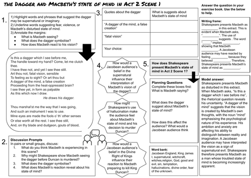 Macbeth Act 2 Scene 1 Dagger Scene Worksheet