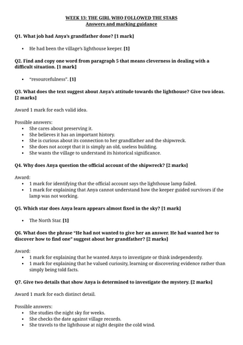Year 6 Reading Comprehension Week 13 - Reading and Answers