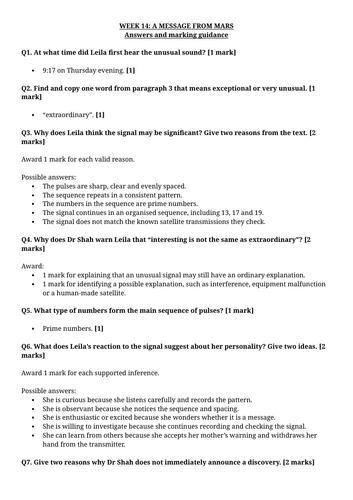 Year 6 Reading Comprehension Week 14 - Reading and Answers