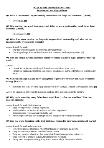 Year 6 Reading Comprehension Week 15 - Reading and Answers