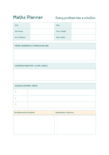 Maths Planner