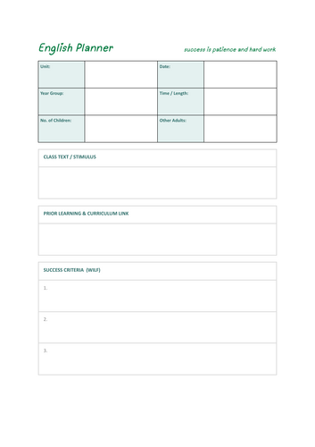 English Planner