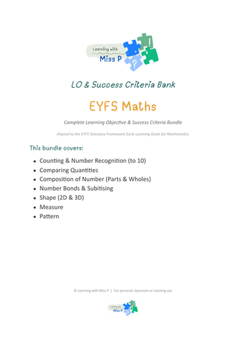 EYFS LO/SC Maths Bank