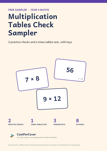 FREE Year 4 Multiplication Tables Check Sampler
