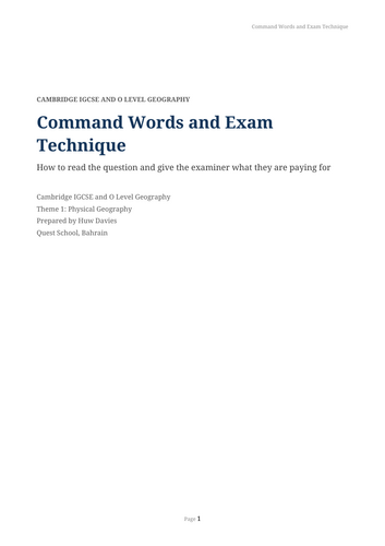 IGCSE Geography Command Words and Exam Technique
