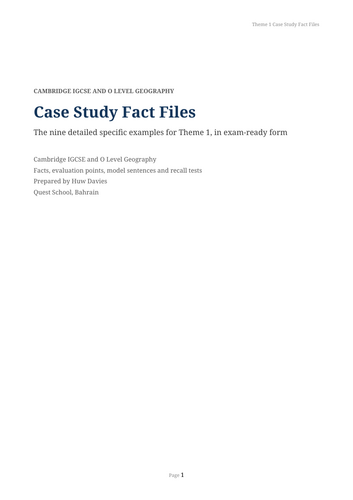 IGCSE Geography Physical Case Study Fact Files