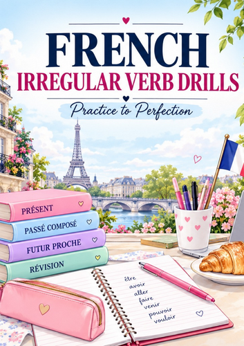 French Irregular Verb Drills – Practice to Perfection | 20-Page Grammar Workbook | KS3, GCSE & IGCSE