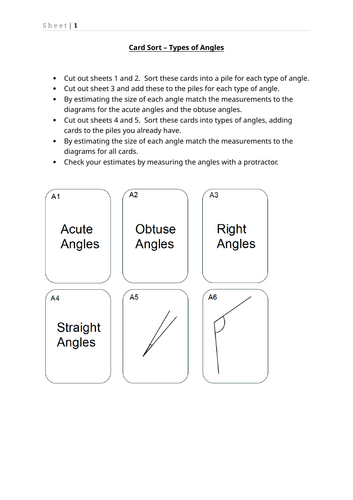 Types of Angles and estimating angles activity