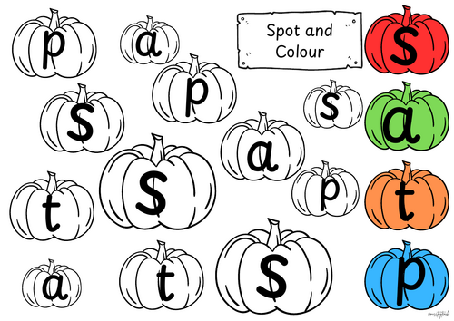 Pumpkin phonics spot and colour