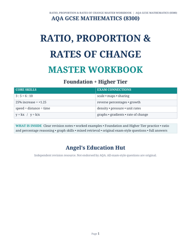 AQA GCSE Maths Ratio, Proportion & Rates of Change Master Workbook | Foundation & Higher