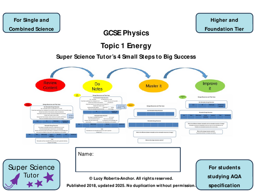 AQA GCSE Physics Revision Guide with Exam Questions by Topic for SEN and SEMH
