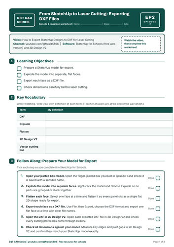 Export SketchUp to DXF | Laser Cutting Worksheet