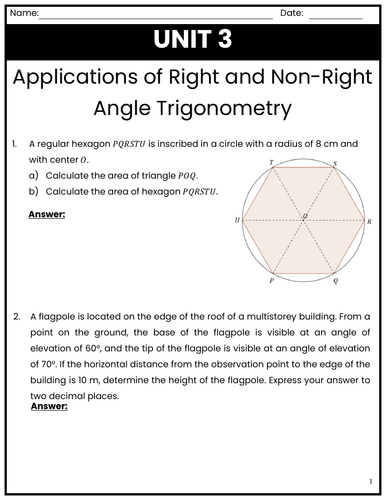 IB Maths AI SL 3.3 Worksheet - Applications of Trigonometry