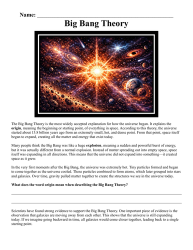Big Bang Theory Worksheet "Chunked"