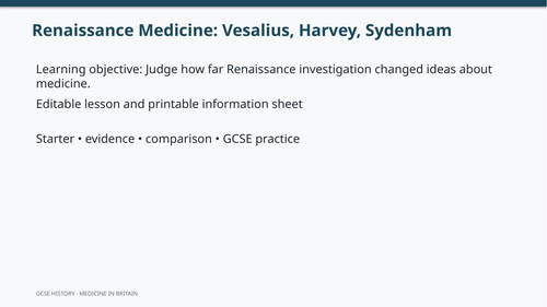 Renaissance Medicine: Vesalius, Harvey, Sydenham
