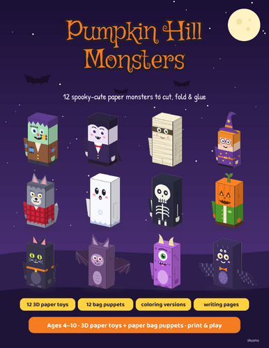 Halloween Paper Monsters: 3D Toys & Puppets