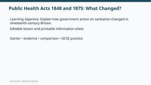 Public Health Acts 1848 and 1875: What Changed?