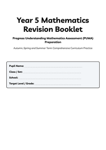 Year 5 PUMA-Style Maths Revision Pack | Complete Assessment Preparation