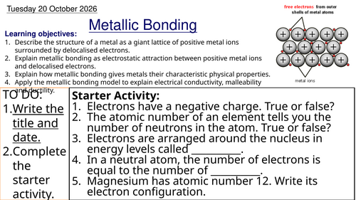 L6 Metallic Bonding (Unit 1 Chemistry BTEC Applied Science)