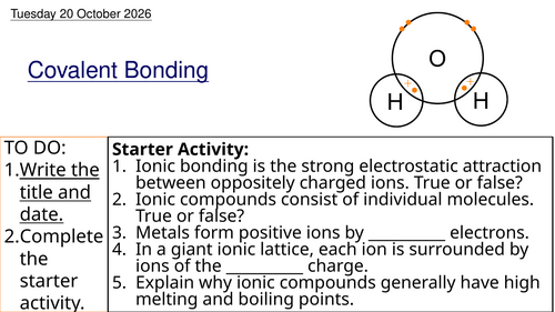 L8 Covalent Bonding (Unit 1 Chemistry BTEC Applied Science)