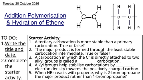 L14 Addition Polymerisation & Hydration of Ethene (Unit 5 Chemistry BTEC Applied Science)
