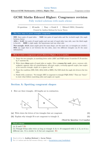 Congruence Revision and Proofs | 18 Worked Examples | Edexcel GCSE Higher Maths