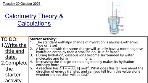 L4 Calorimetry Theory & Calculations (Unit 5 Chemistry BTEC Applied Science)