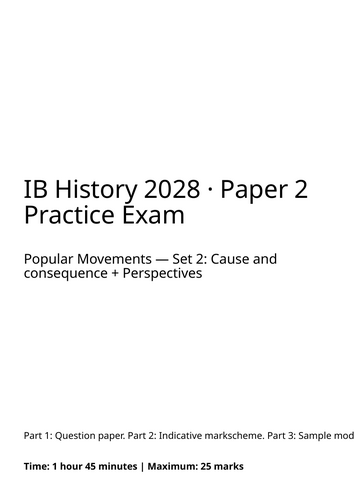 IB History 2028 Paper 2 Practice Exam | Popular Movements Set 6 ...