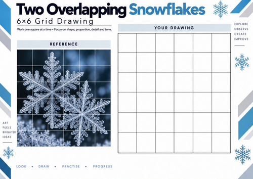Overlapping Snowflakes Grid Drawing Worksheet | Winter Art KS3 KS4 ...