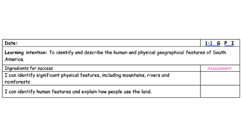 Year 6 Geography: Human & Physical Features of South America